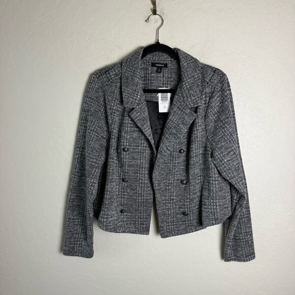 Torrid Grey Studio Double Knit Crop Military Jacket 1X NWT - Picture 4 of 13